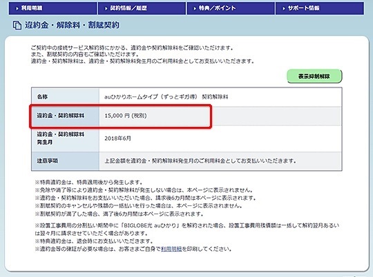 ビッグローブ光の違約金不要期間の確認結果